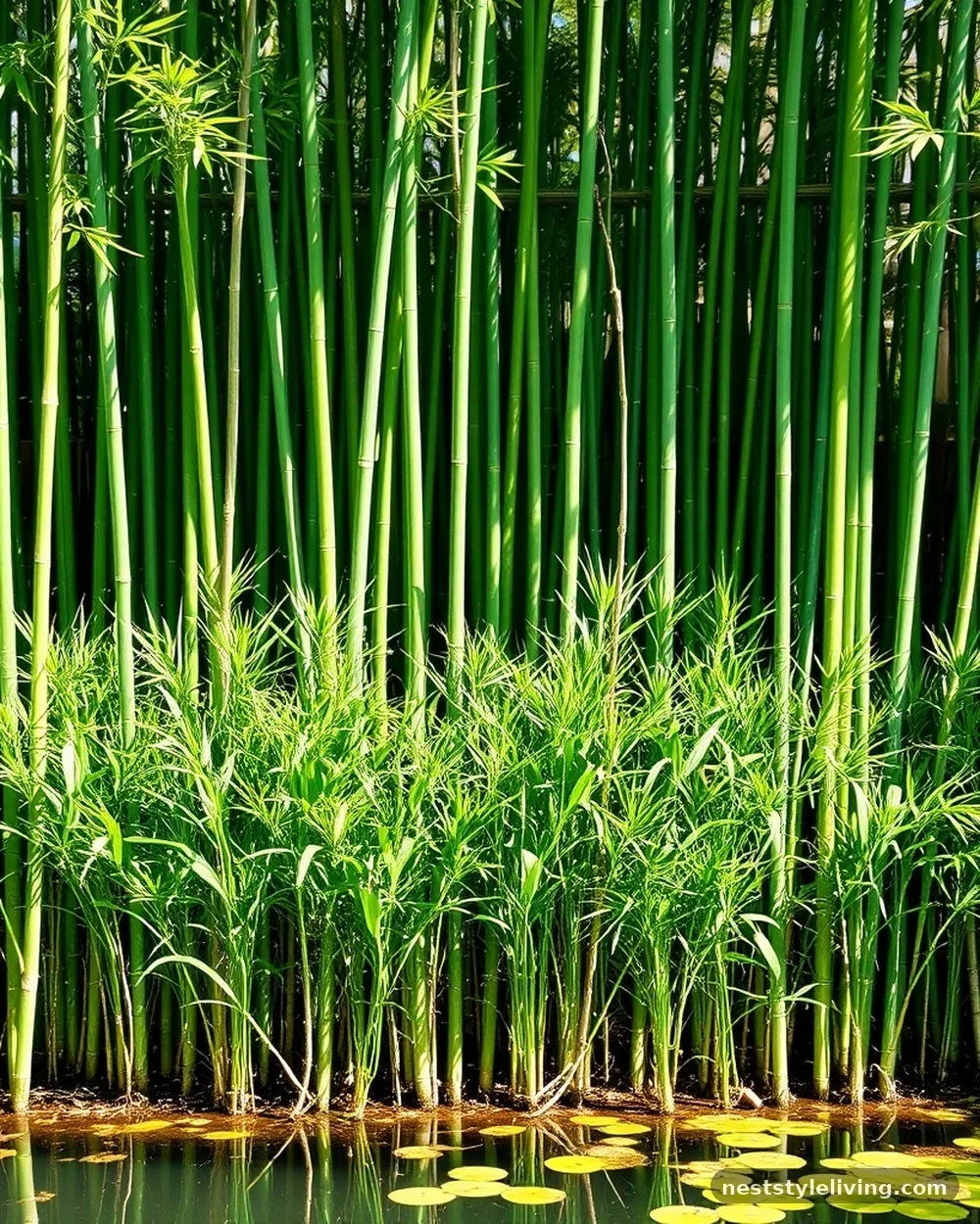 Vertical Bamboo Screening - 22 Pond Landscaping Ideas for a Serene Outdoor Space