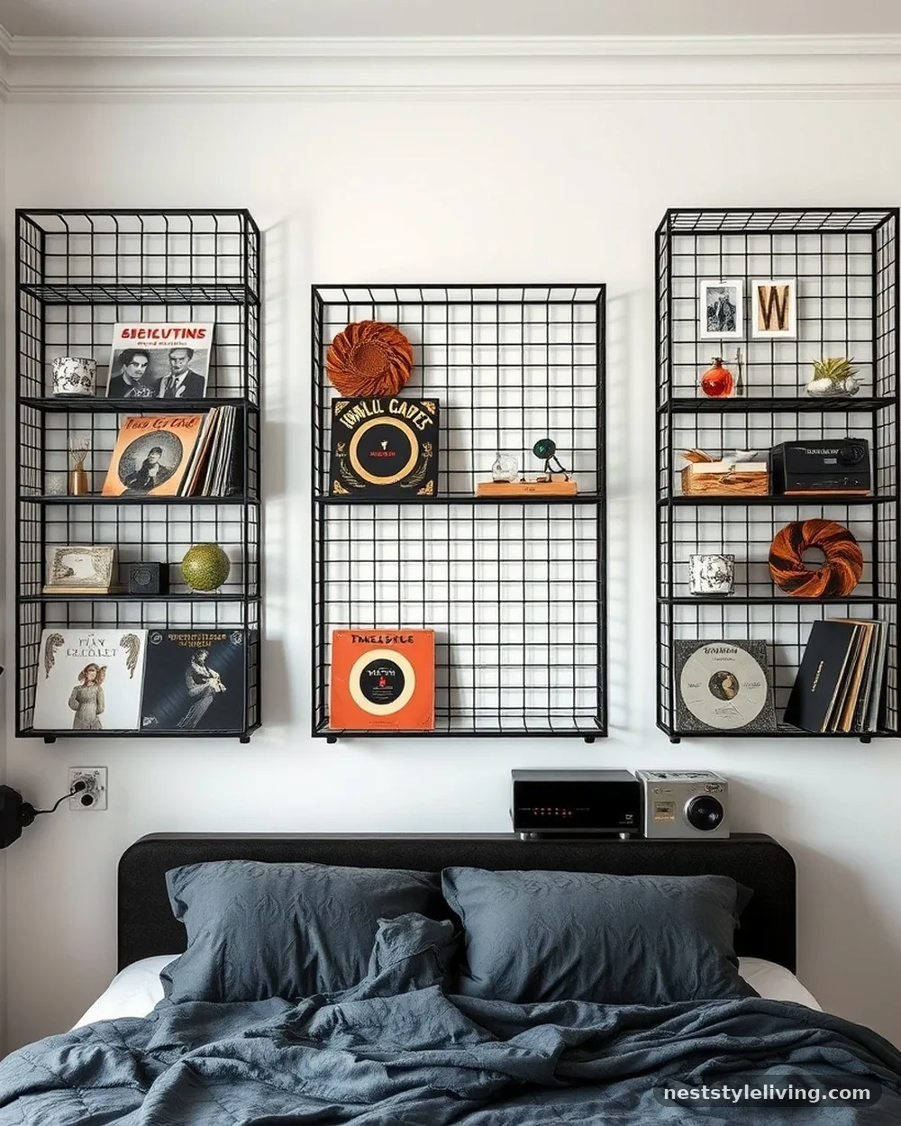 Wall-Mounted Grid Shelving - 20 80s Bedroom Ideas for a Fun Retro Look