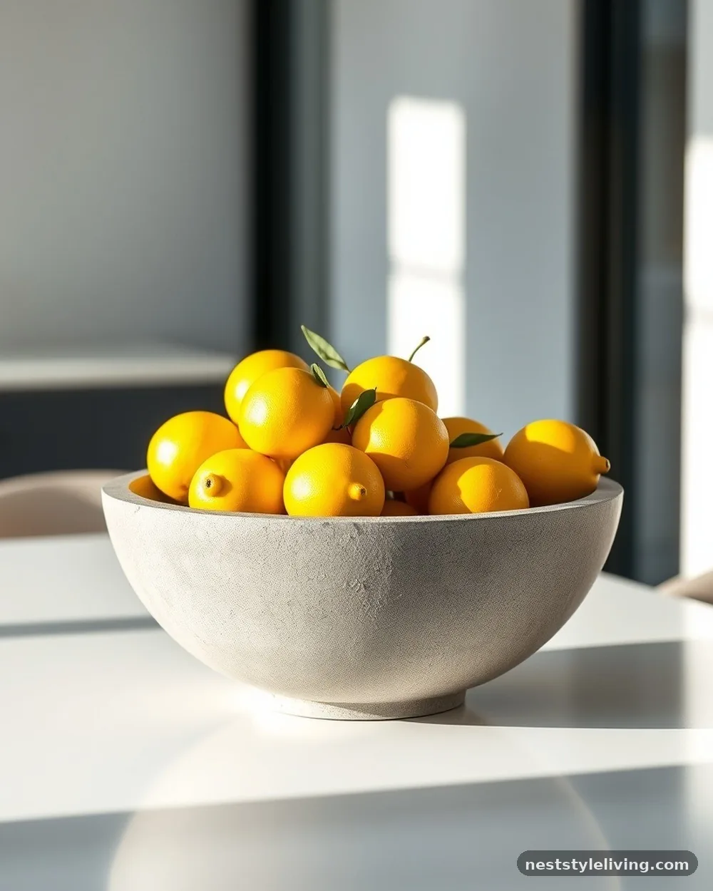 Concrete Basin with Minimalist Citrus - 18 Lemon Centerpiece Ideas for a Designer-Level Look