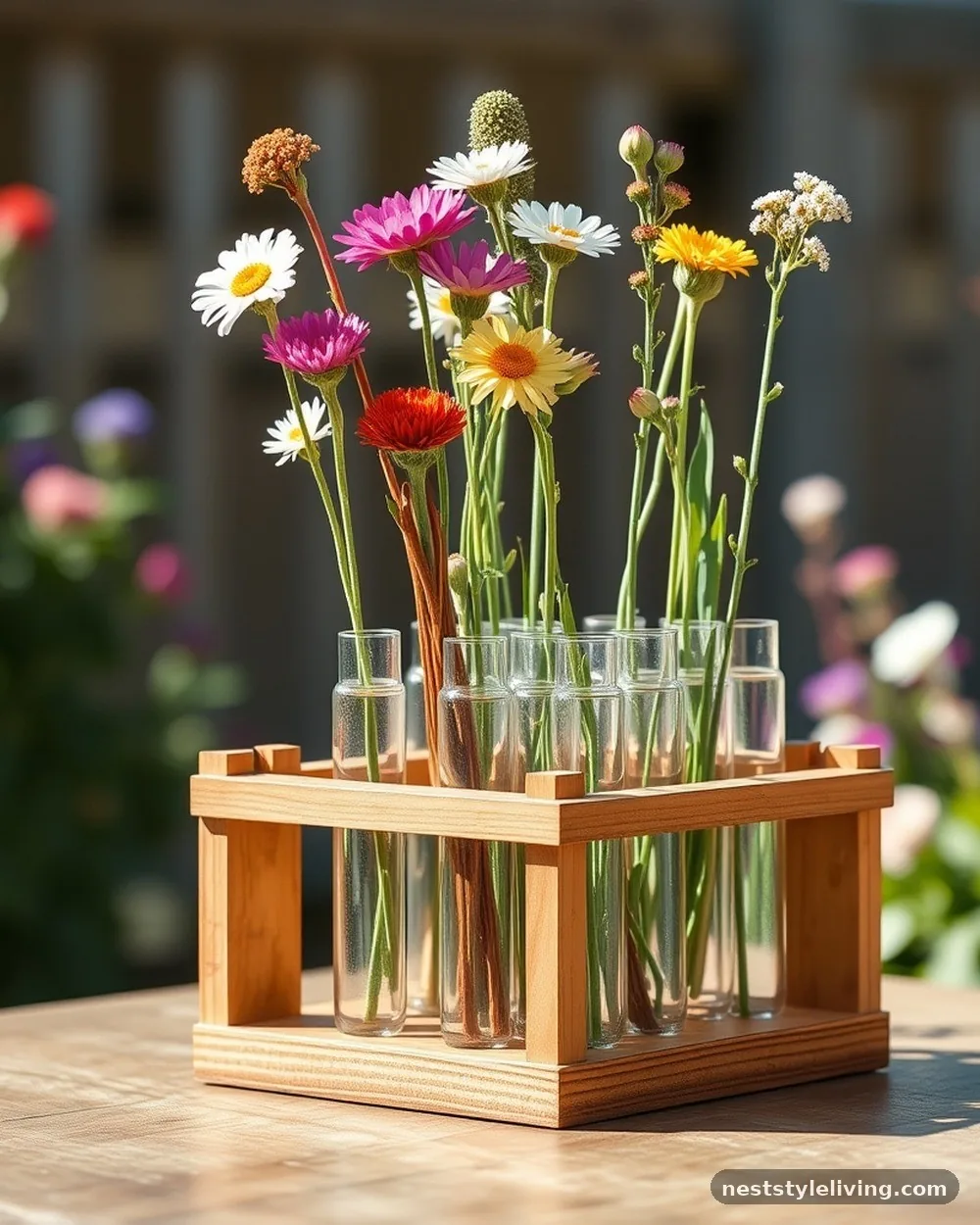 Glass Test Tube Rack - 20 Flower Bar Ideas for a Charming Garden Setup Today