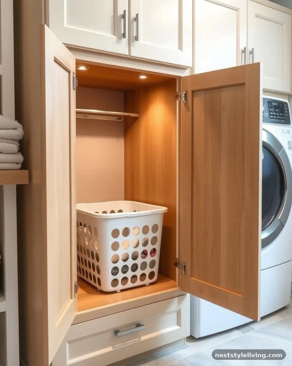 Hidden Hamper Cabinetry - 20 Basement Laundry Room Ideas for a Better Setup
