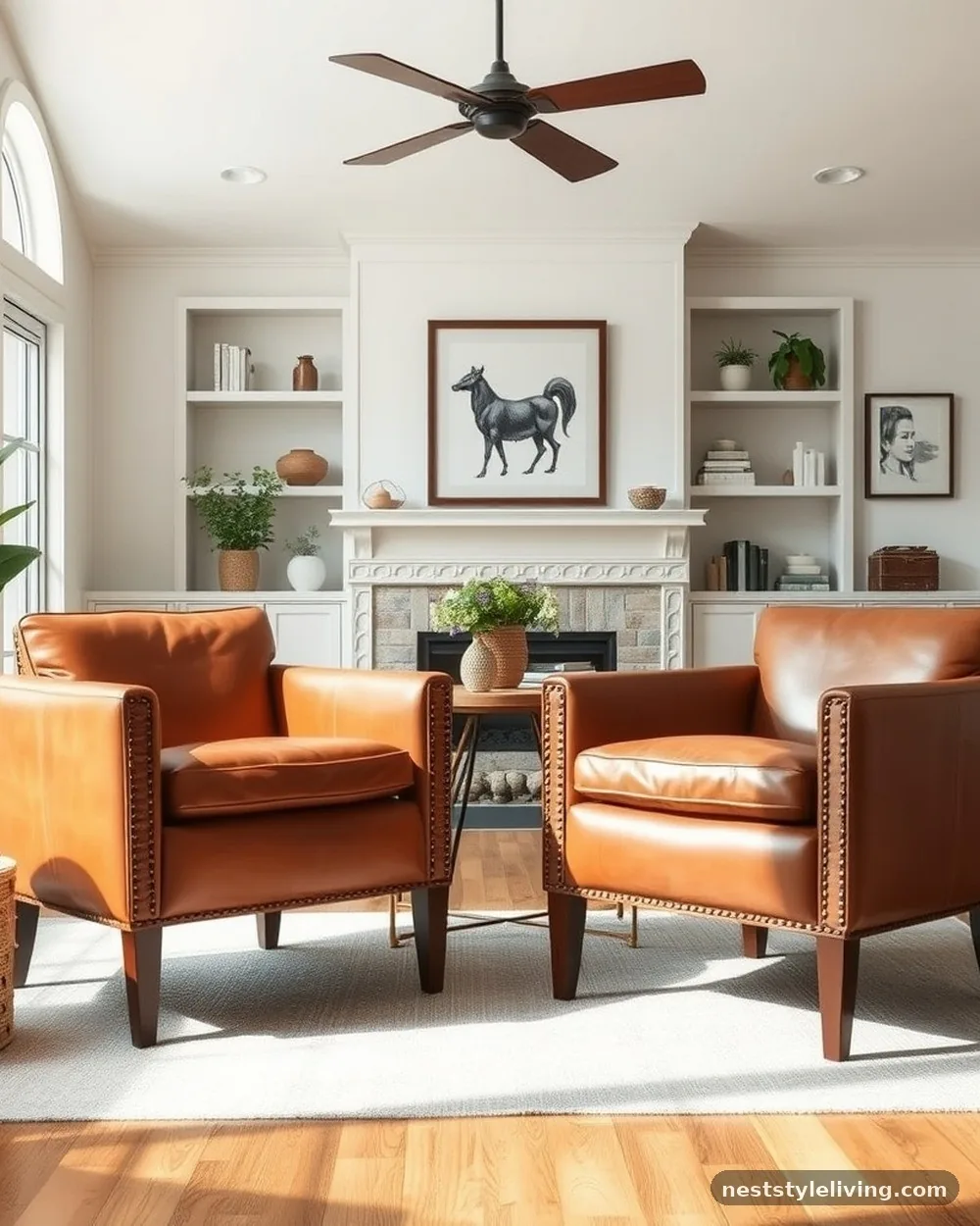 Leather Accent Chairs - 17 Modern Farmhouse Living Room Ideas to Copy Now