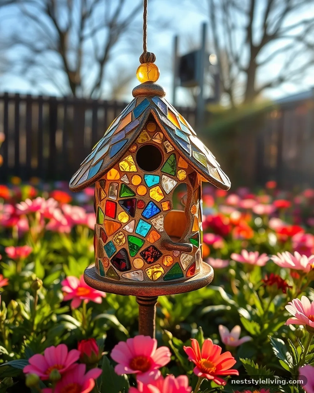 Mosaic Tiled Houses - 20 Birdhouse Ideas That Make Your Backyard Feel Special