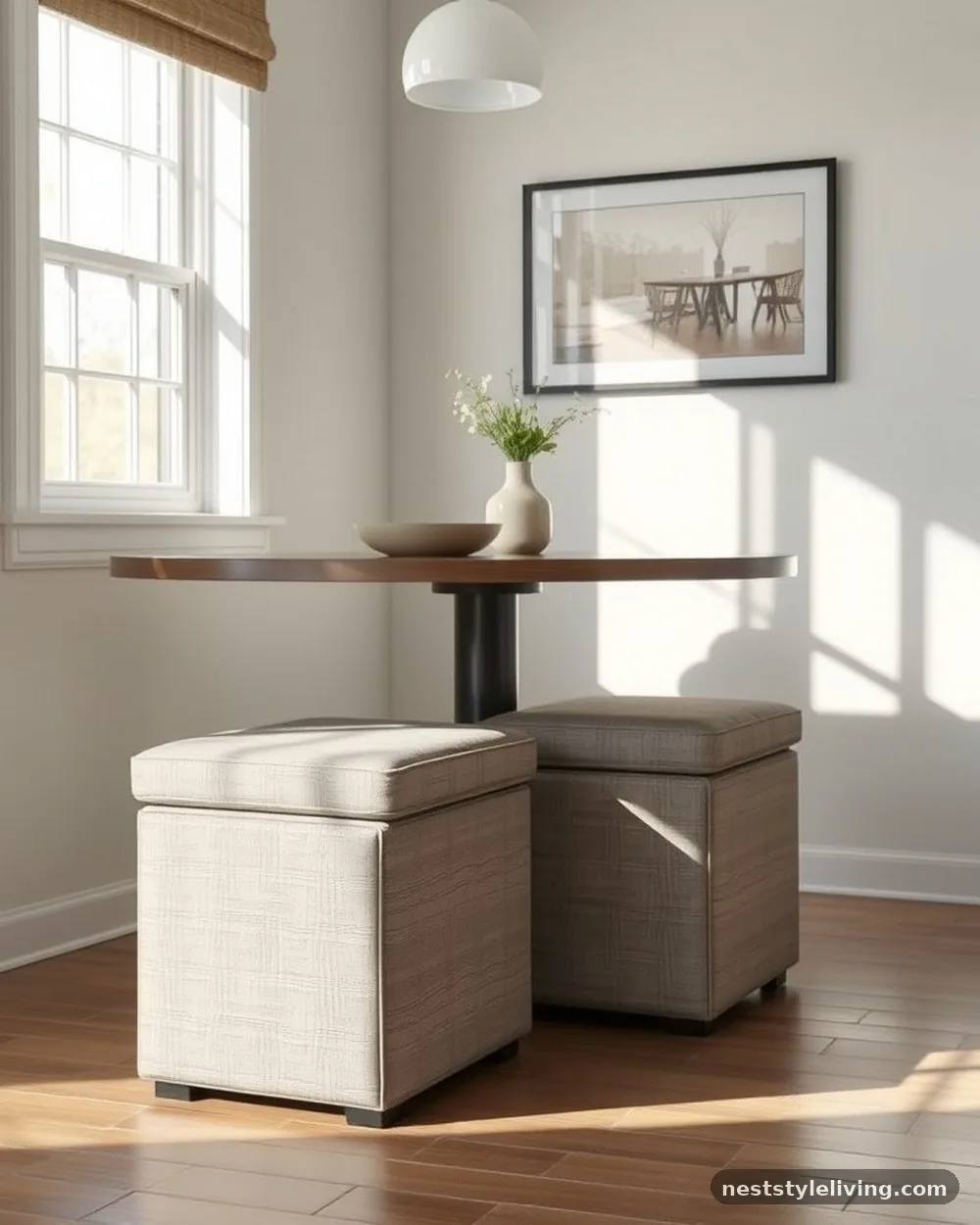 Multi-Functional Storage Ottomans - 16 Small Dining Room Ideas That Feel Open and Stylish