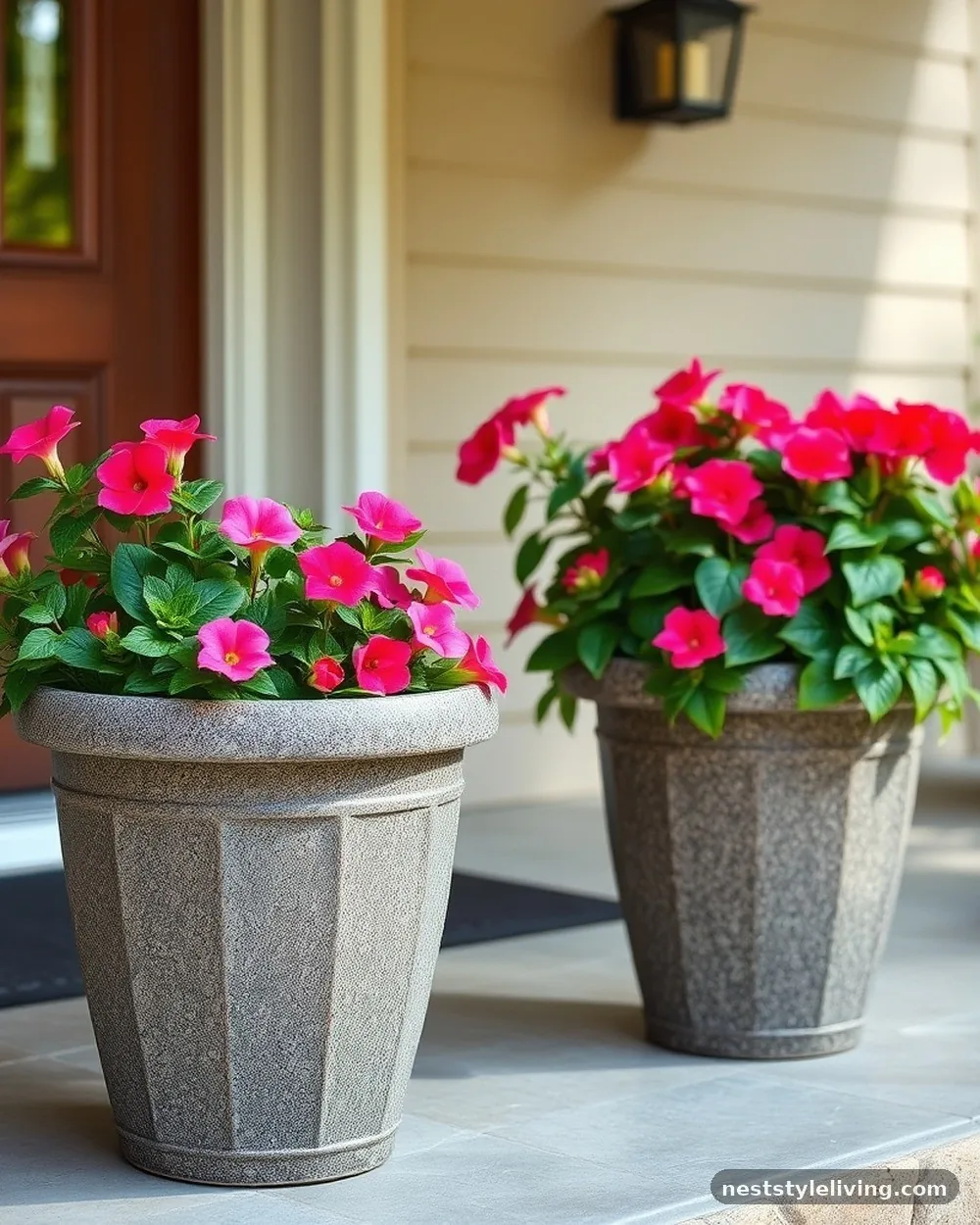 Self-Watering Polyethylene Containers - 19 Front Porch Flower Pots Ideas to Boost Curb Appeal