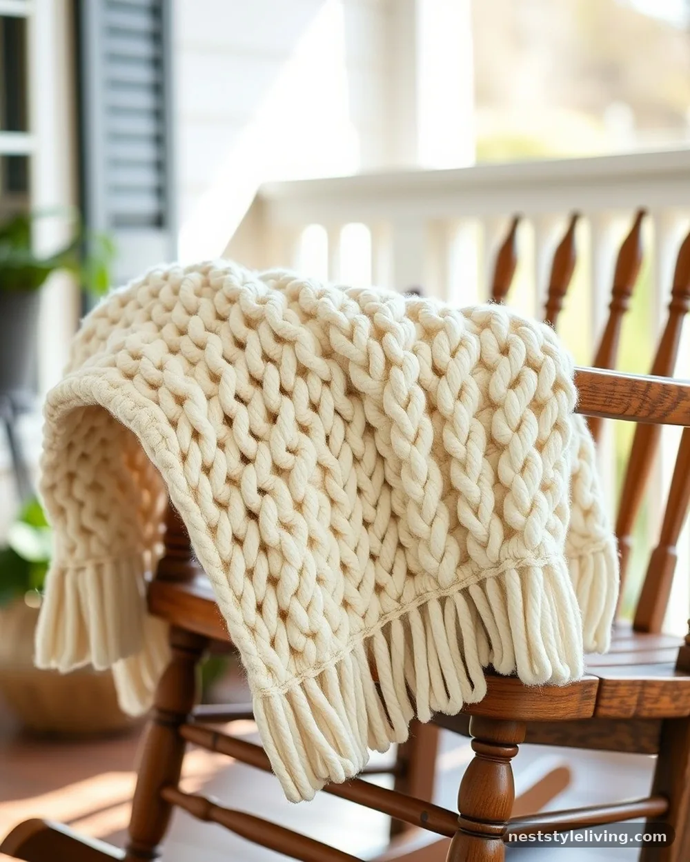 Soft Knit Throw Blanket - 22 Easter Front Porch Ideas for a Fresh Spring Welcome