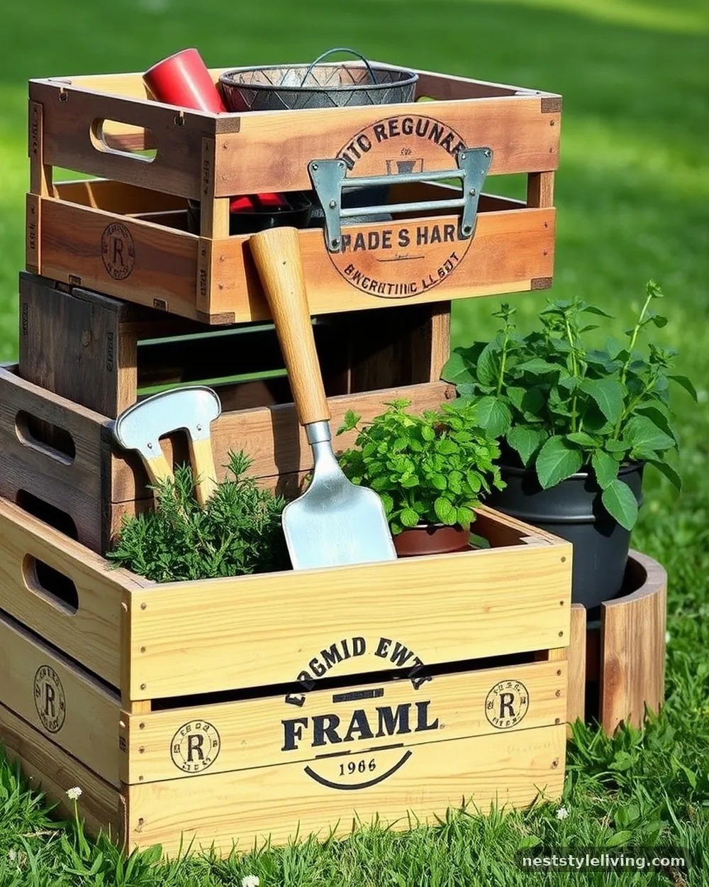 Vintage Wooden Crates - 21 Vintage Garden Decor Ideas With Storybook Charm