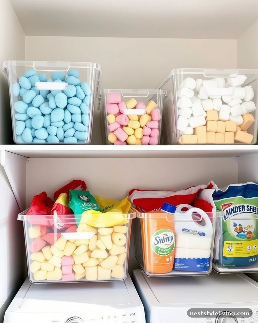 Clear Acrylic Storage Bins - 22 Small Laundry Room Ideas That Maximize Every Inch