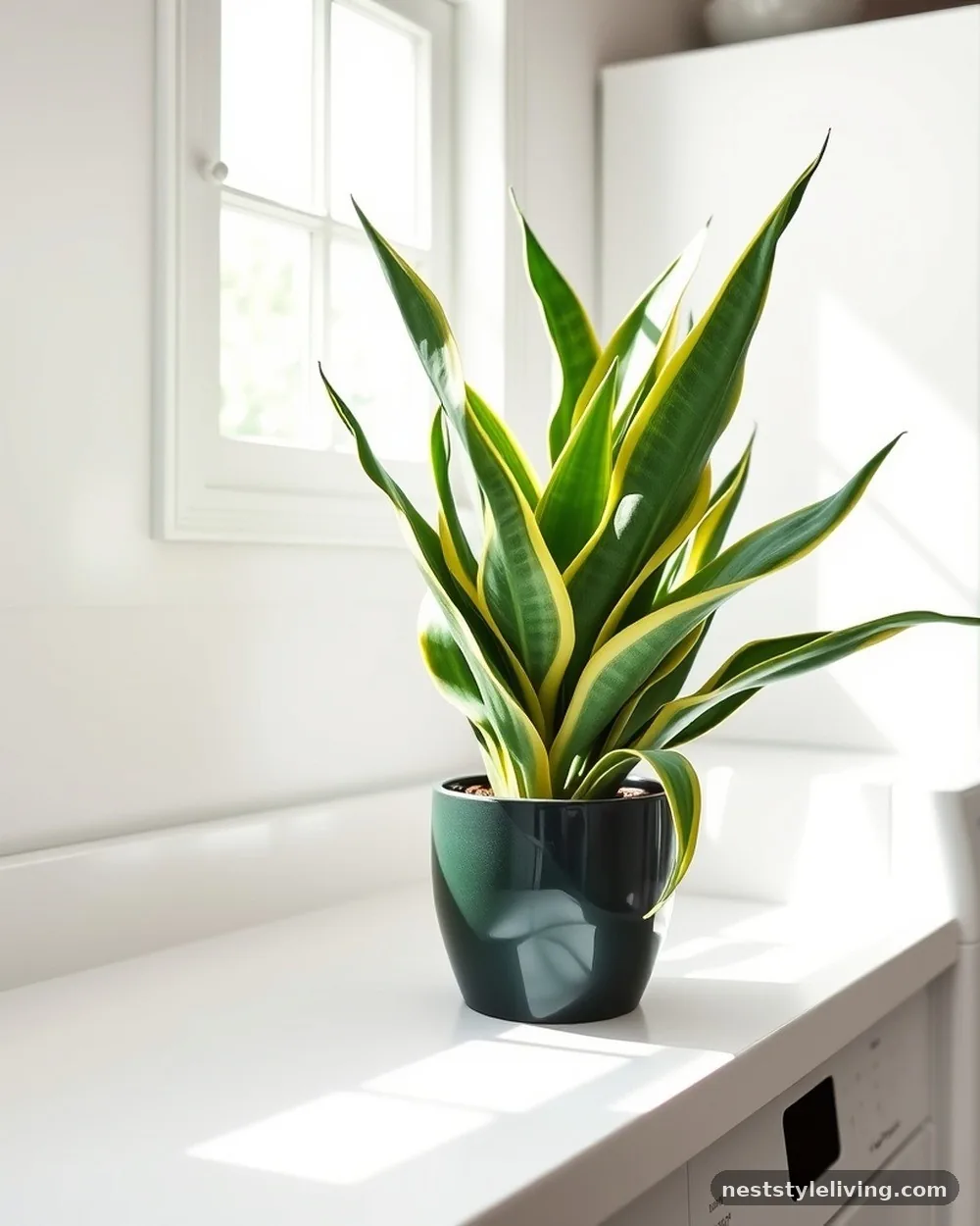 Deep Green Indoor Plants - 15 Green Laundry Room Ideas for a Fresh Stylish Home