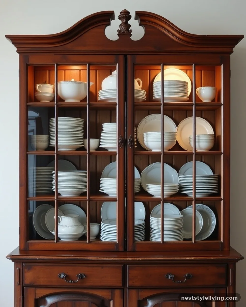 Glass-Fronted Display Cabinetry - 24 Grandmacore Kitchen Ideas With Warm Vintage Charm
