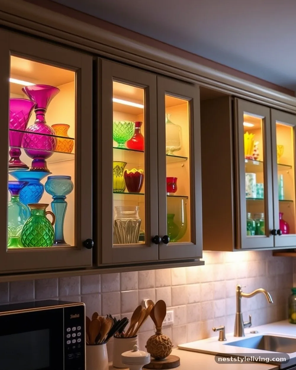 Glass-Fronted Display Cabinets - 20 Mid Century Modern Kitchen Ideas That Feel Timeless