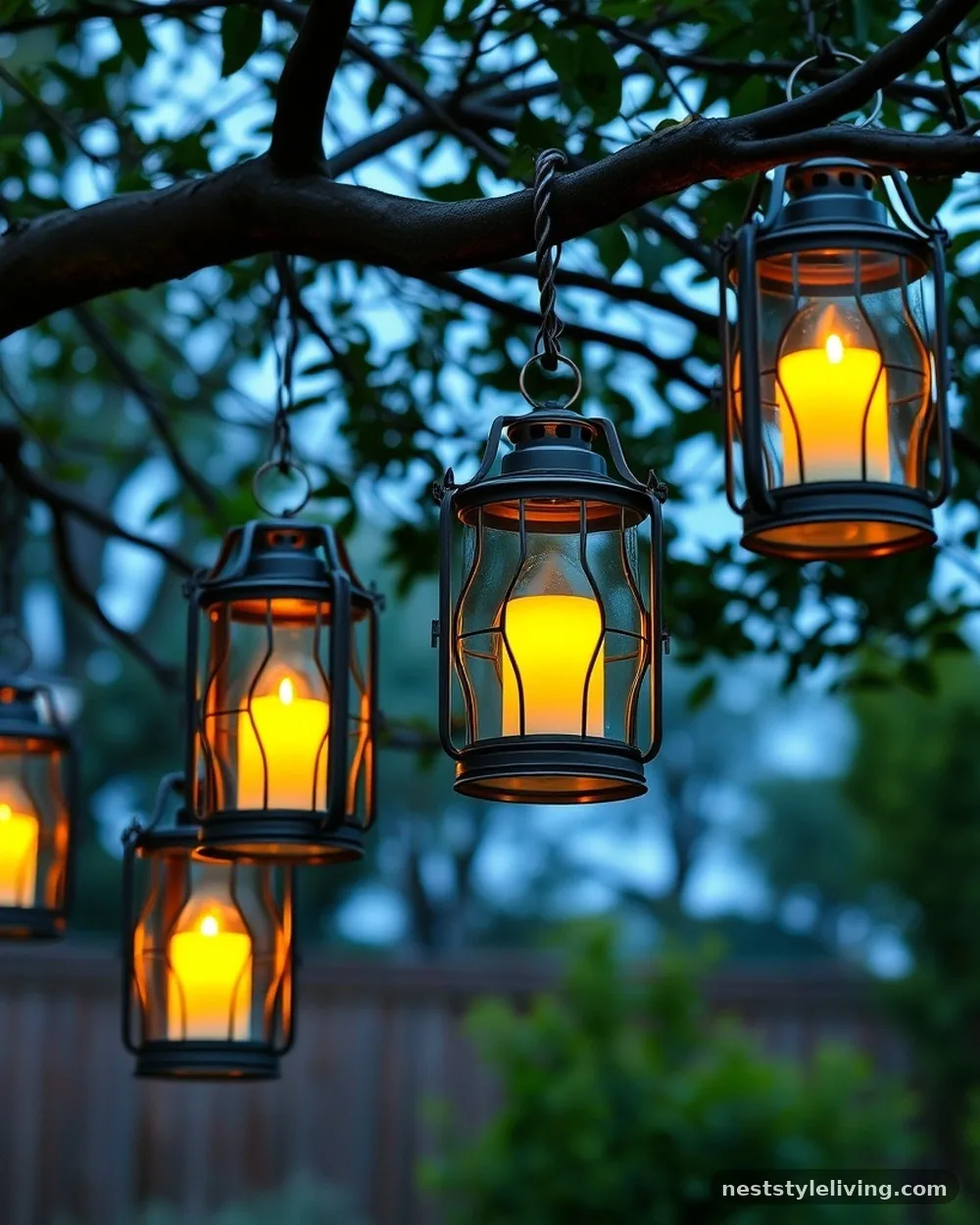Hanging Metal Lanterns - 21 Vintage Garden Decor Ideas With Storybook Charm