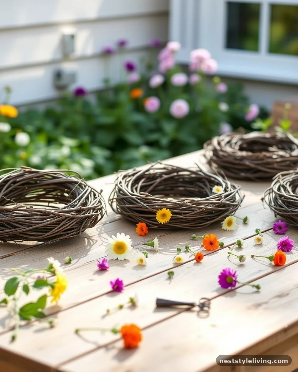 Hanging Wreath Base - 20 Flower Bar Ideas for a Charming Garden Setup Today