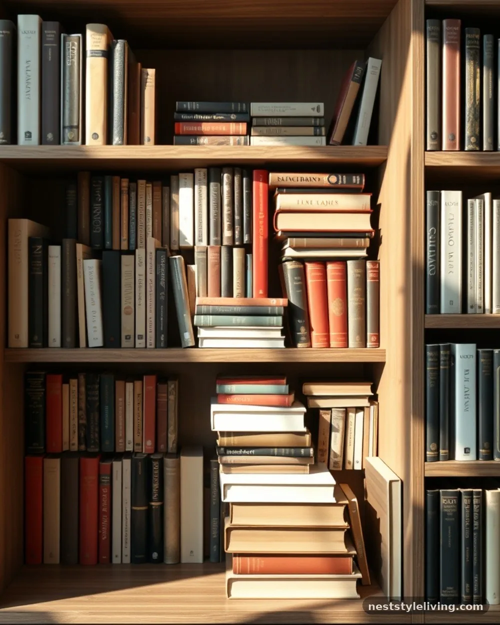 Layering by Depth - 22 Bookshelf Styling Ideas That Look Designer-Curated