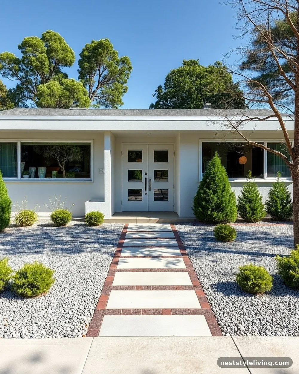 Minimalist Landscaping and Hardscaping - 16 Mid Century Modern House Exterior Ideas to Copy