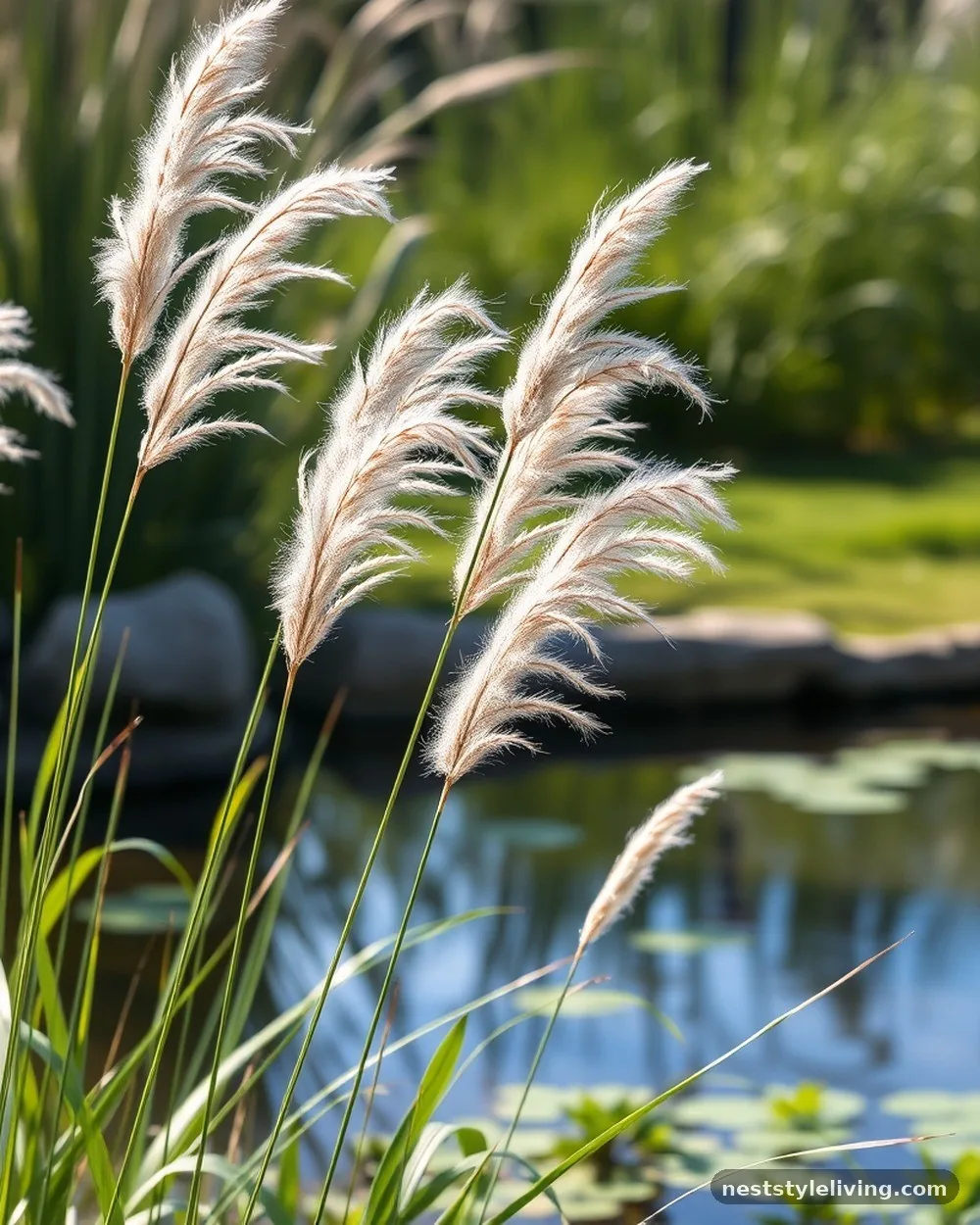Ornamental Grass Borders - 22 Pond Landscaping Ideas for a Serene Outdoor Space