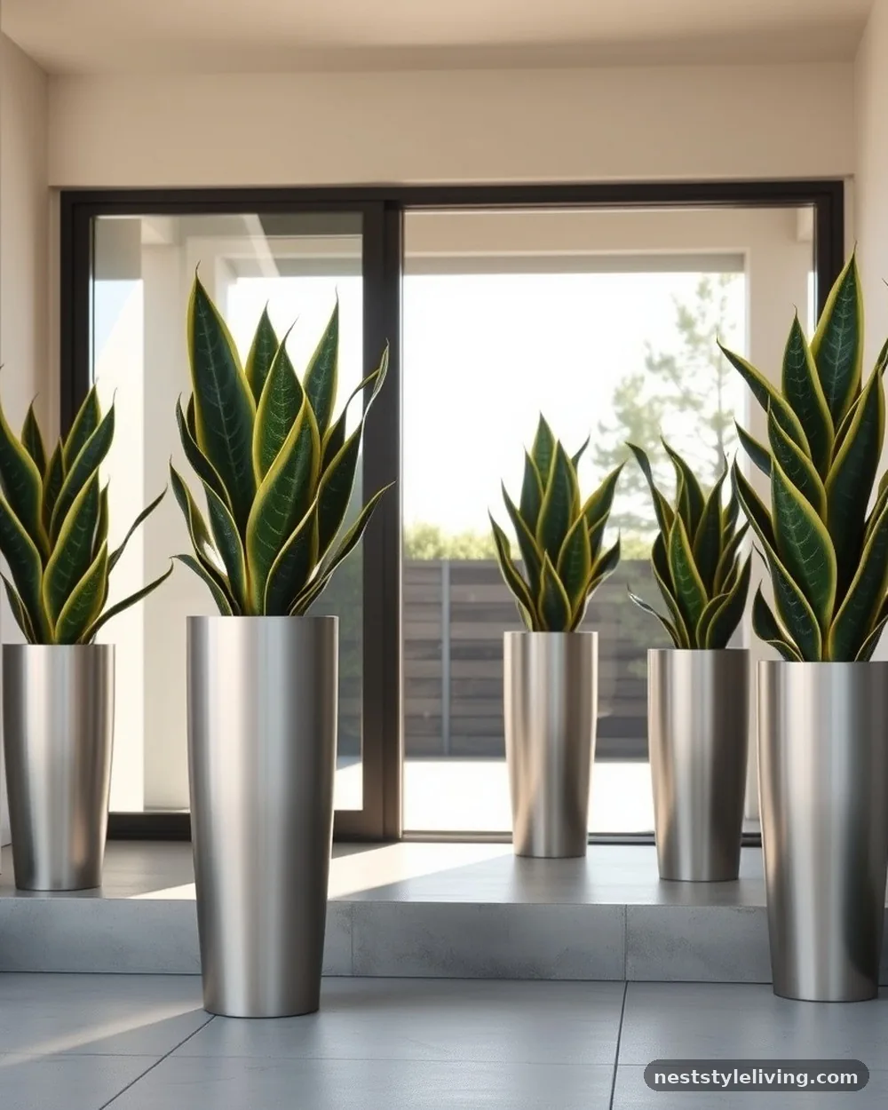 Sleek Brushed Aluminum Cylinders - 19 Front Porch Flower Pots Ideas to Boost Curb Appeal