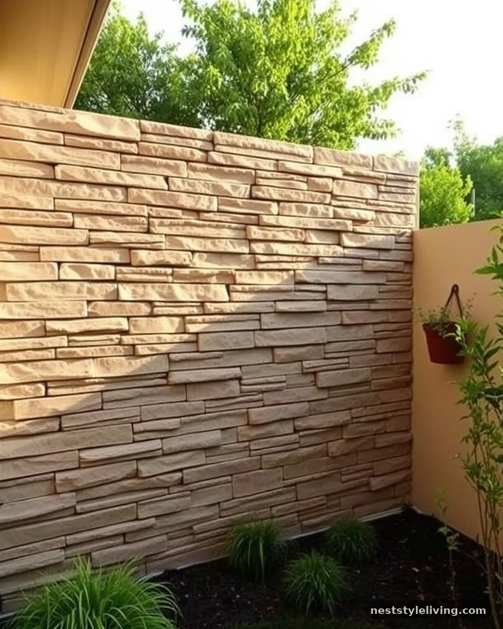 Stacked Stone Privacy Screen - 20 Rock Landscaping Ideas for a Bold Natural Backyard