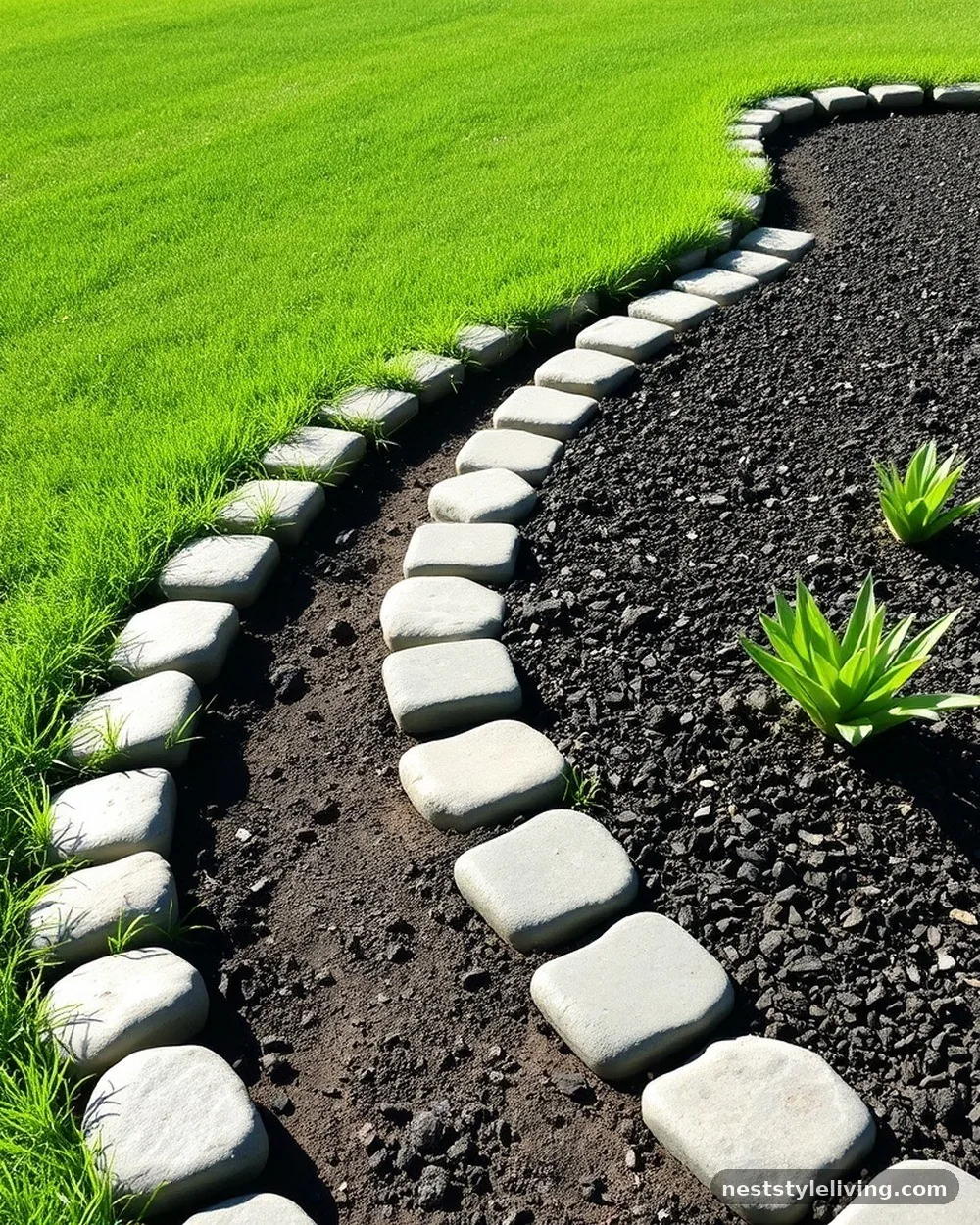 Cobblestone Edging - 20 Rock Landscaping Ideas for a Bold Natural Backyard