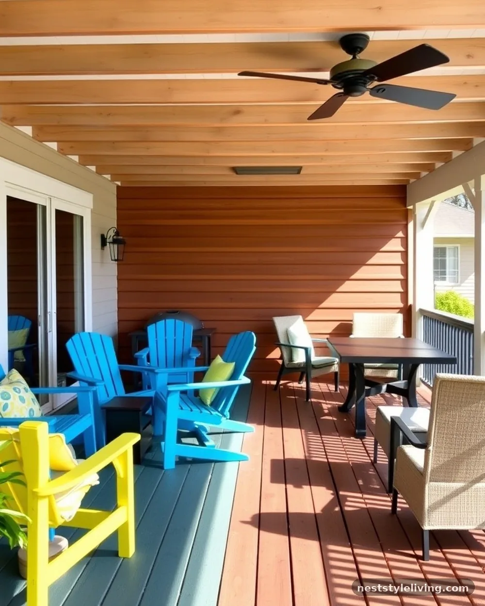 Color-Blocked Furniture Zones - 24 Deck Ideas to Create a Beautiful Intentional Space