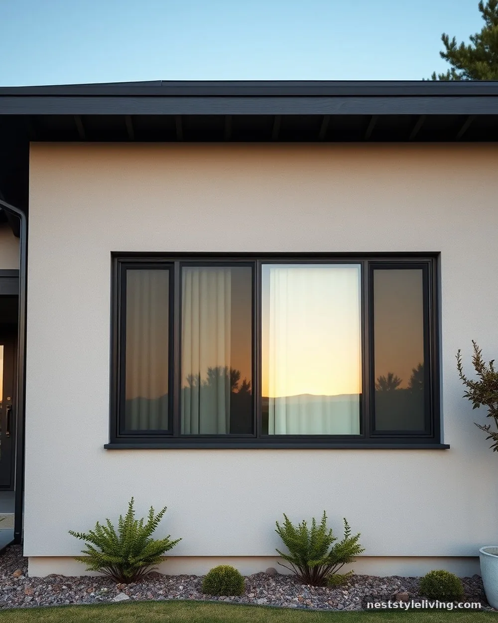 Dark Charcoal or Black Trim - 16 Mid Century Modern House Exterior Ideas to Copy