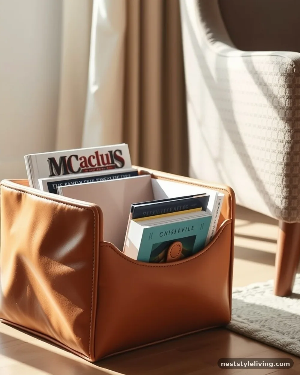 Leather Magazine Holder - 19 Reading Nook Ideas You’ll Want to Use Every Day