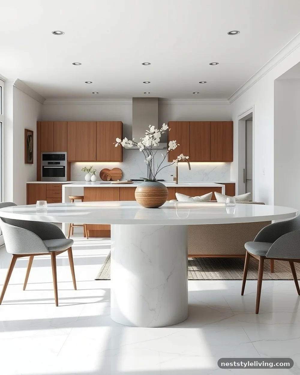 Minimalist Pedestal Table - 16 Open Plan Dining Area Ideas for a Stylish Home
