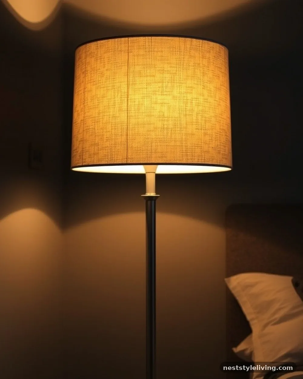 Soft Ambient Floor Lamp - 19 Dark Elegant Bedroom Ideas That Feel Cozy and Calm