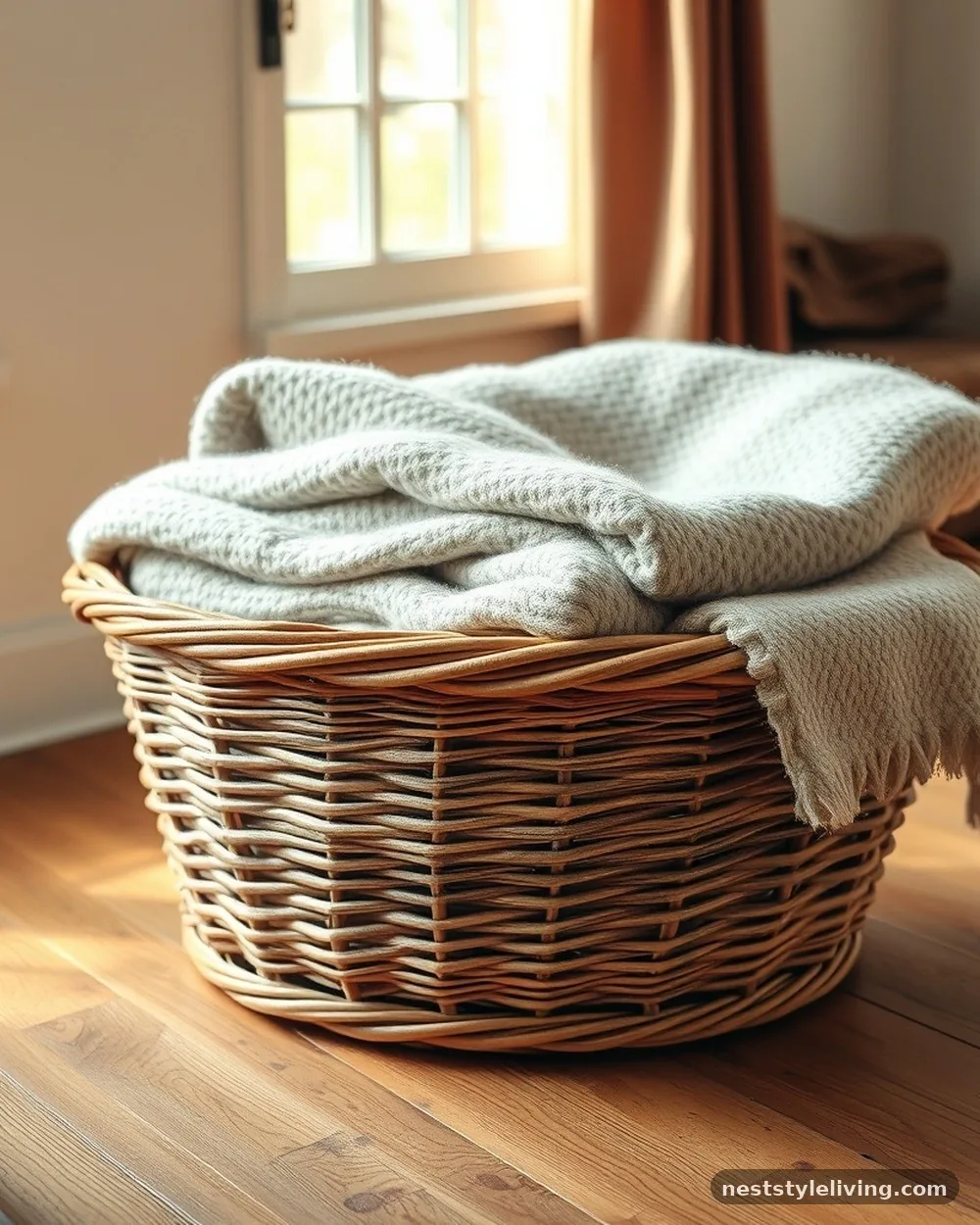 Woven Willow Baskets - 17 Primitive Living Room Ideas With Warm Rustic Charm