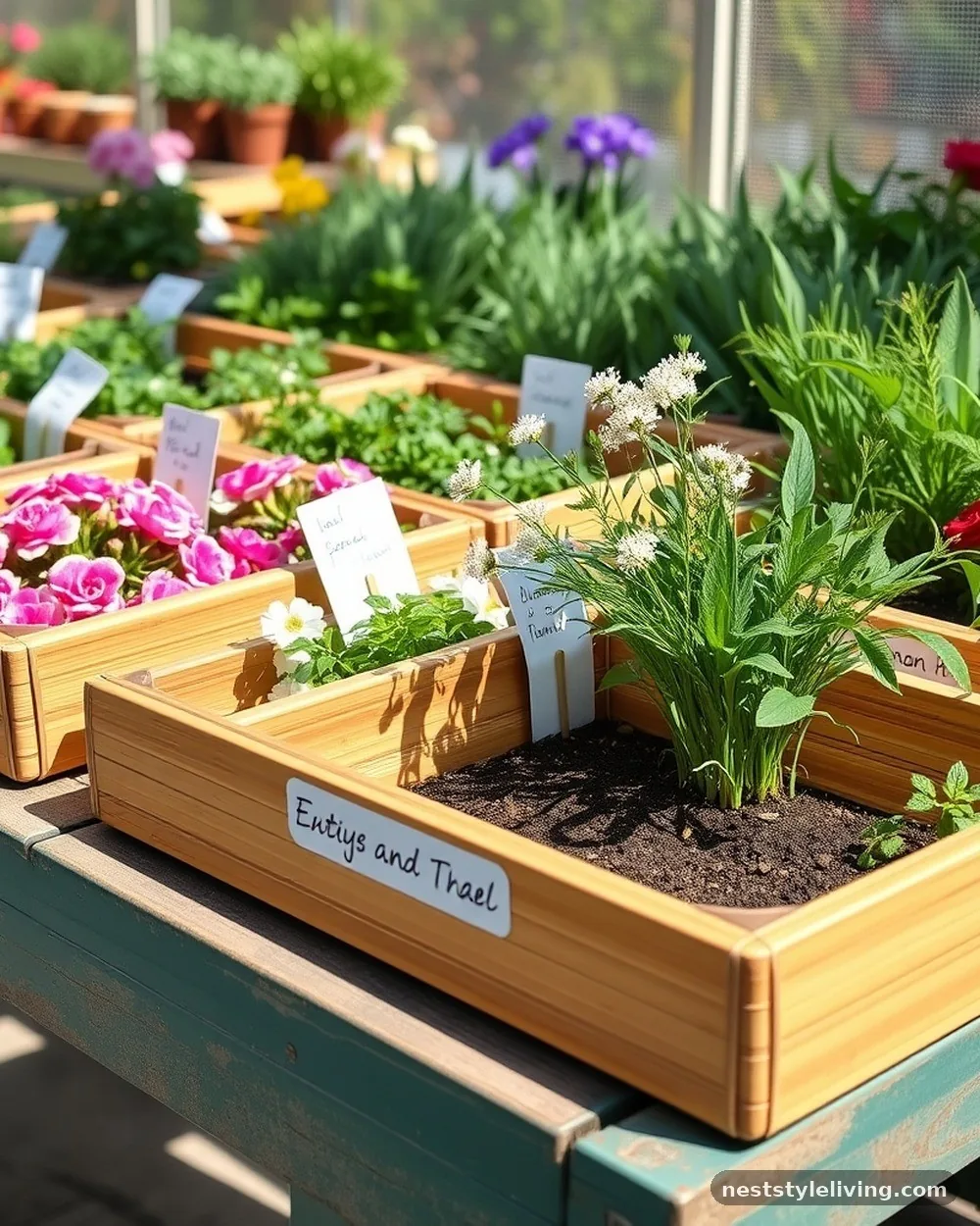 Bamboo Tray Stations - 20 Flower Bar Ideas for a Charming Garden Setup Today