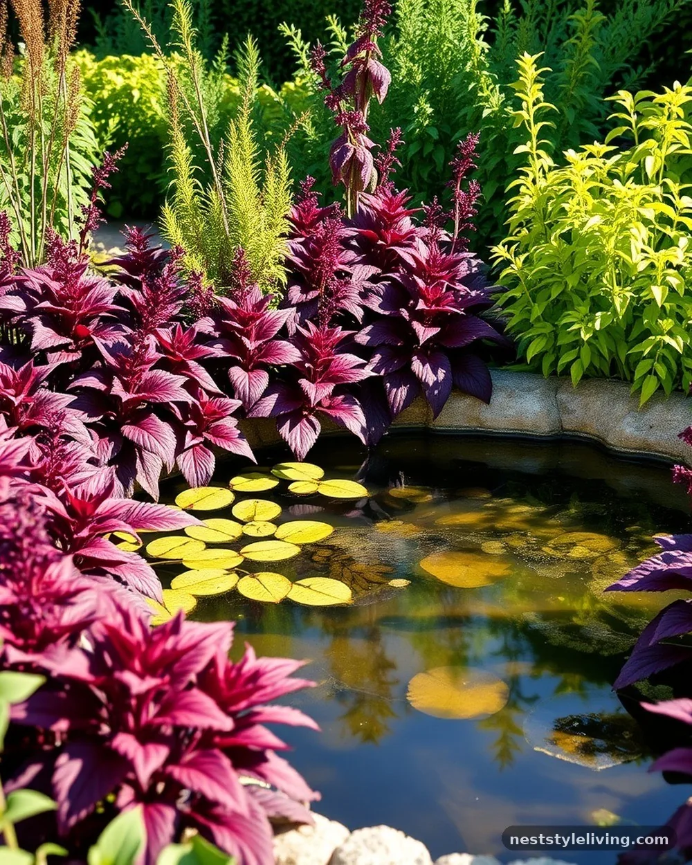 Contrasting Color Palettes - 22 Pond Landscaping Ideas for a Serene Outdoor Space