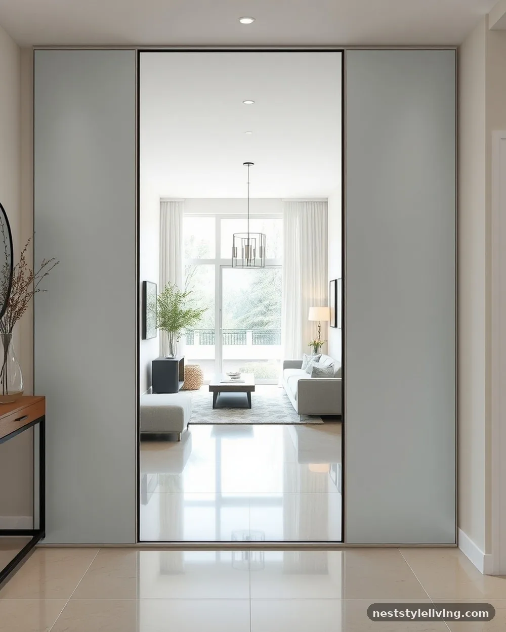 Floor-to-Ceiling Mirror Wall - 22 Entryway Divider Ideas for a Stylish Modern Home