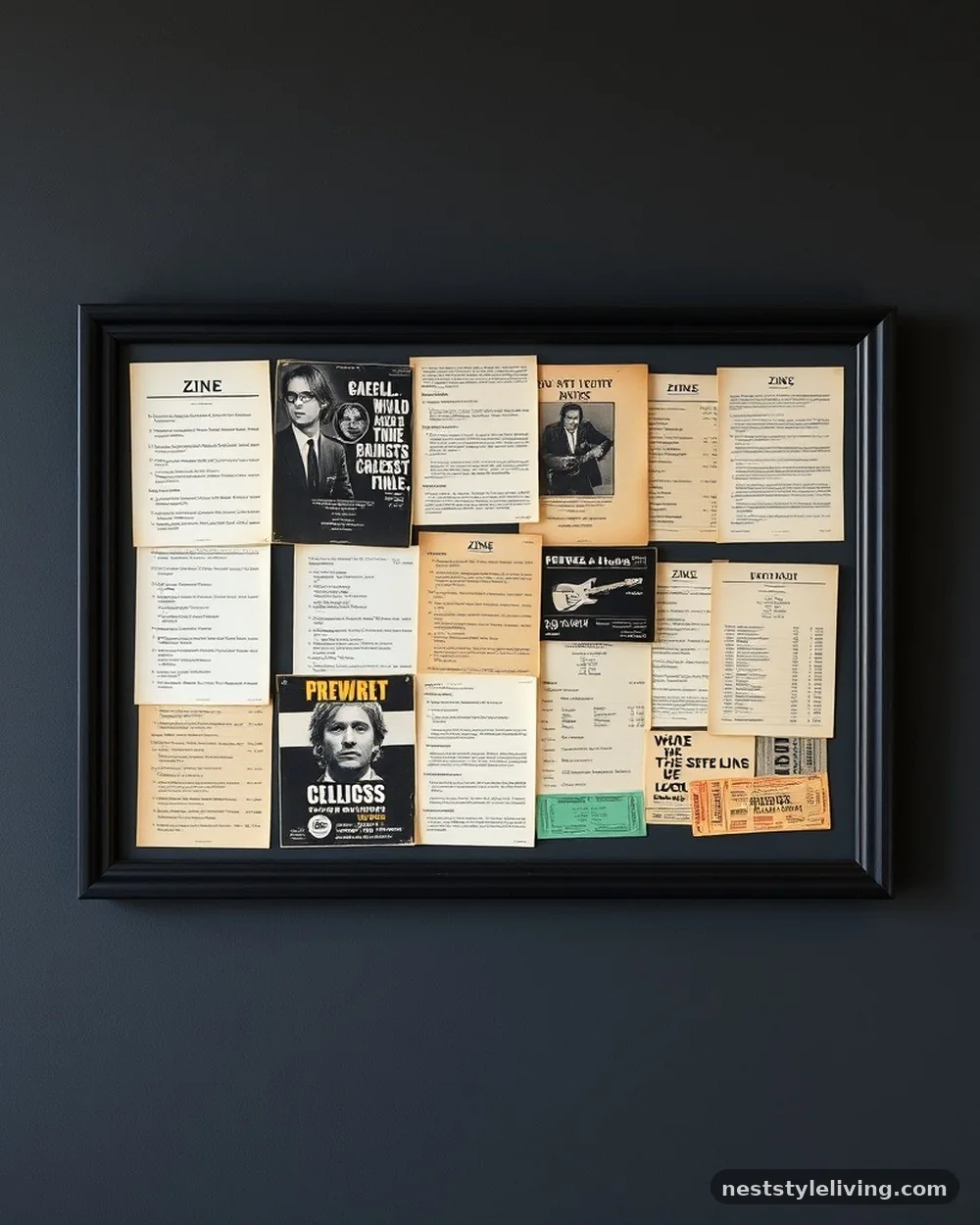 Framed Ephemera and Zines - 22 Grunge Apartment Ideas for a Cool Edgy Look
