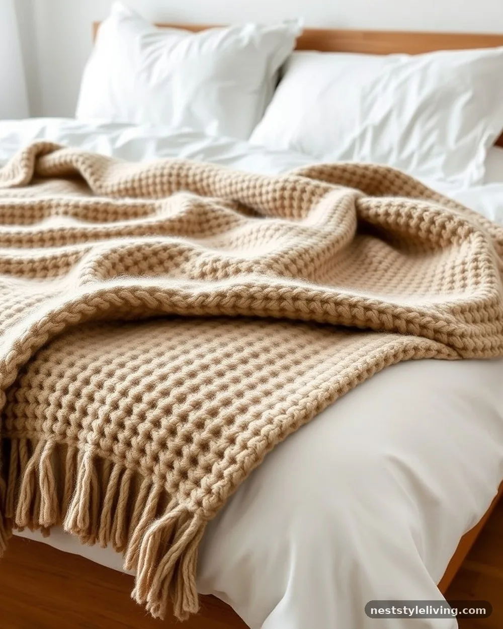 Natural Fiber Throw Blankets - 21 Japandi Bedroom Ideas for a Calm, Modern Retreat