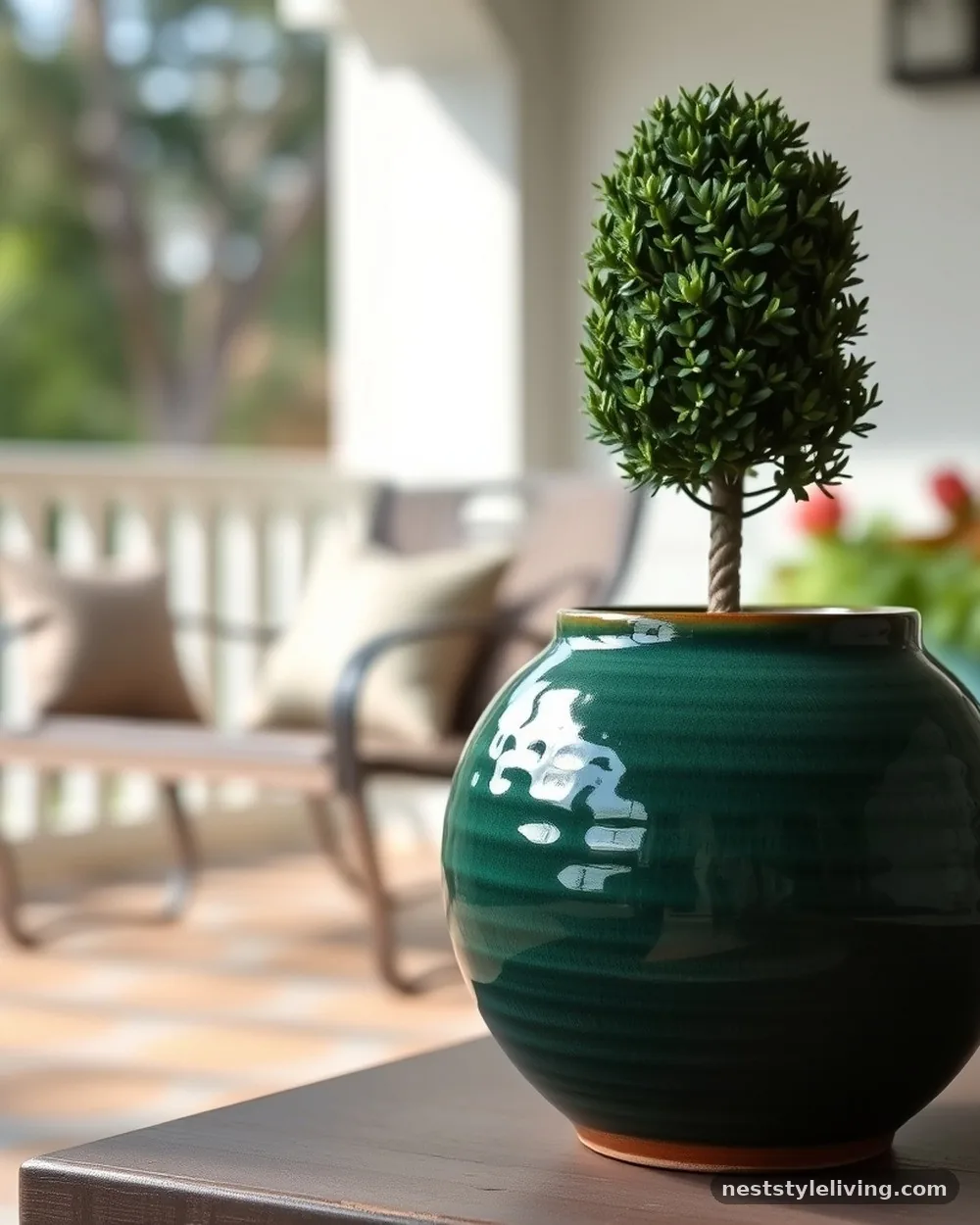 Textured Glazed Stoneware - 19 Front Porch Flower Pots Ideas to Boost Curb Appeal