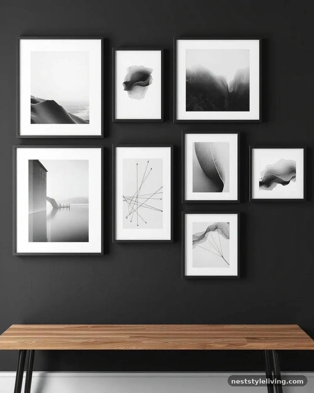 Tonal Art Prints in Black Frames - 19 Dark Elegant Bedroom Ideas That Feel Cozy and Calm