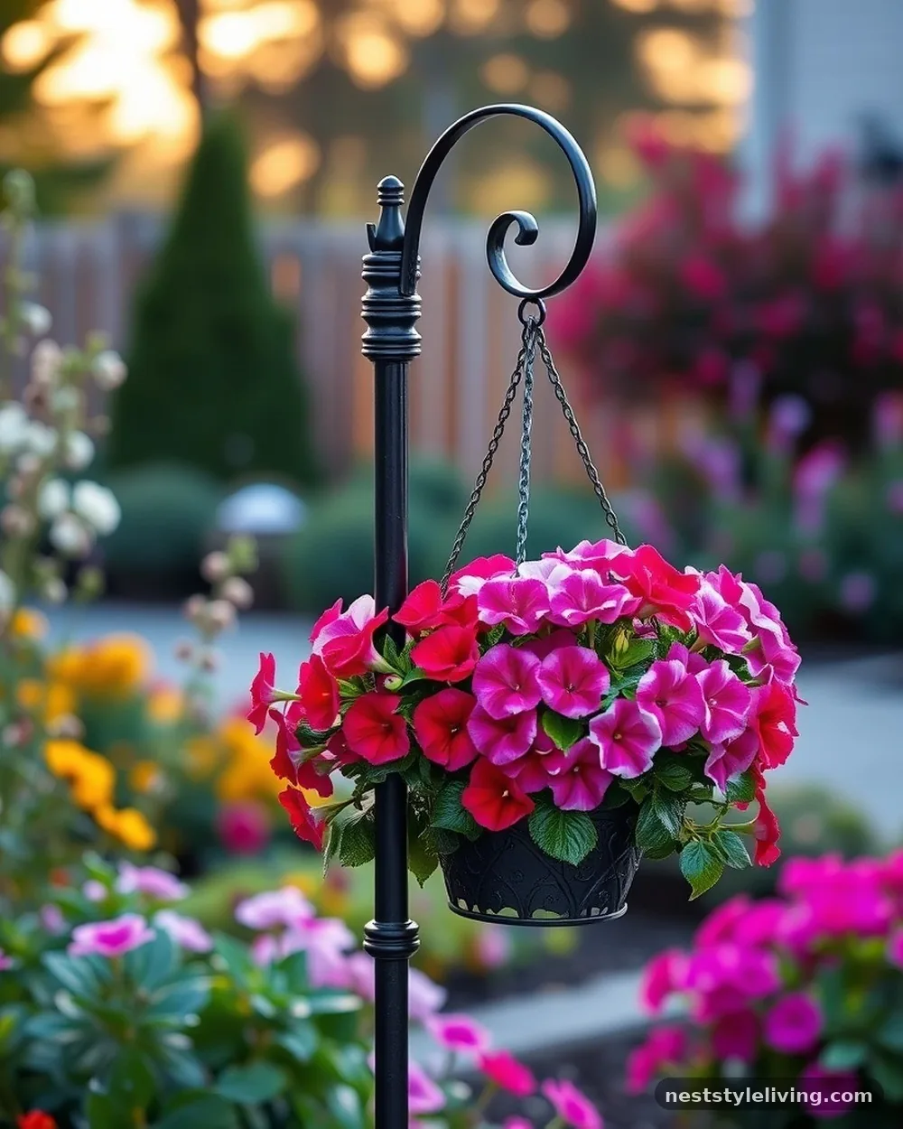 Wrought Iron Shepherd’s Hooks - 21 Vintage Garden Decor Ideas With Storybook Charm