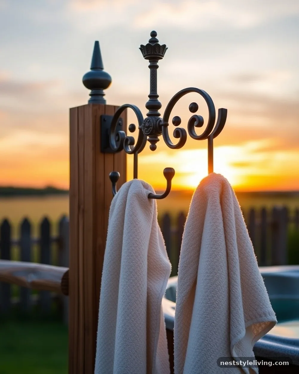 Oversized Towel Hooks - 21 Outdoor Jacuzzi Ideas for a Calm, Cozy Backyard