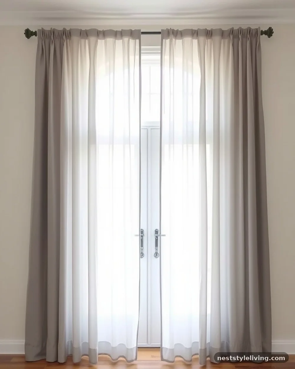Soft Grey Sheer Curtains - 24 Japandi Entryway Ideas That Feel Calm and Stylish