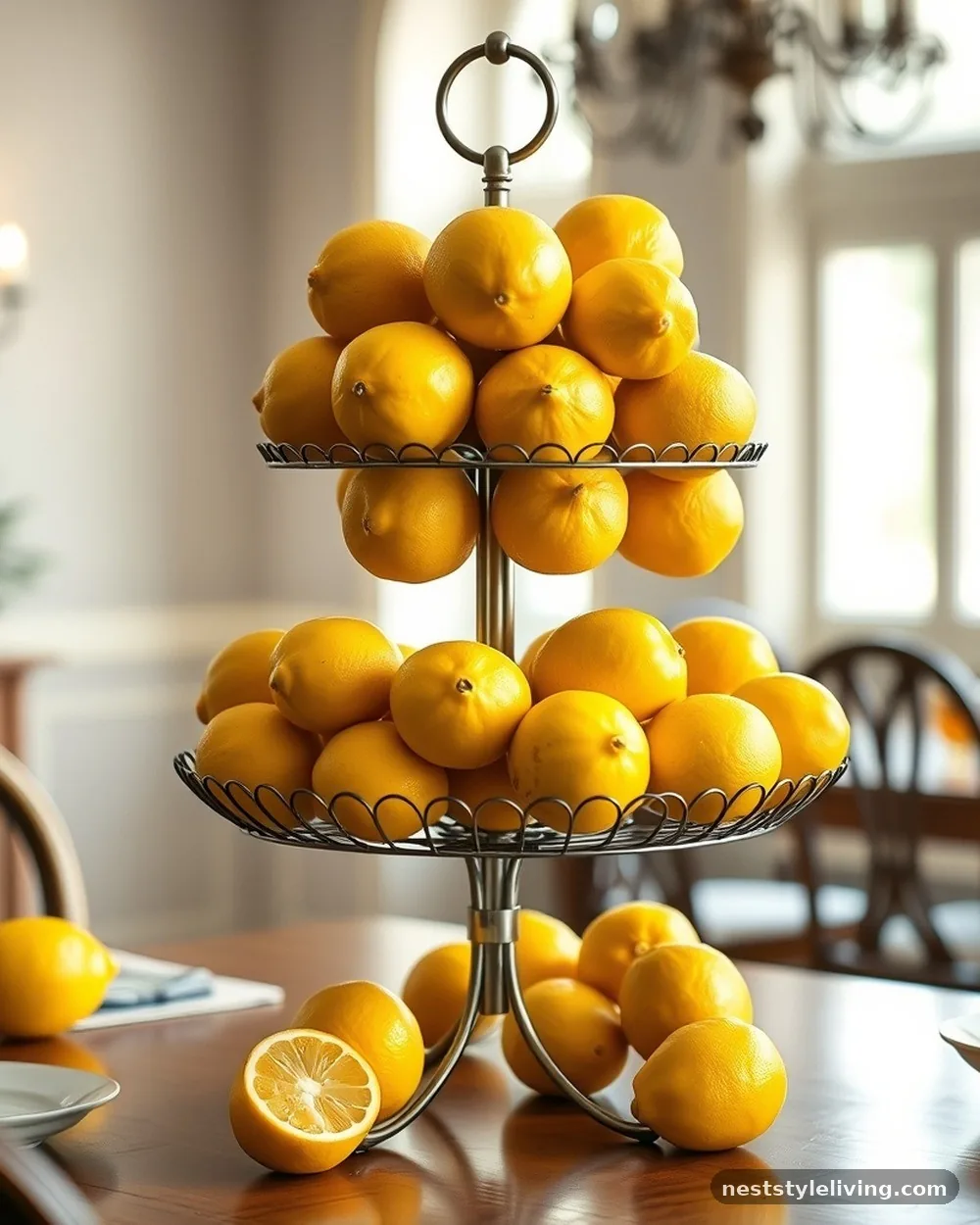 Tiered Serving Stand with Alternating Fruit - 18 Lemon Centerpiece Ideas for a Designer-Level Look