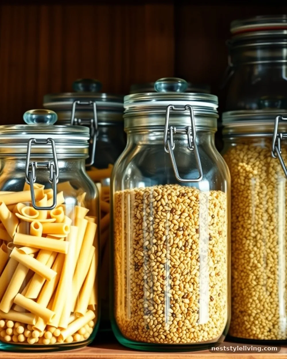 Vintage Glass Jars for Dry Goods - 24 Grandmacore Kitchen Ideas With Warm Vintage Charm