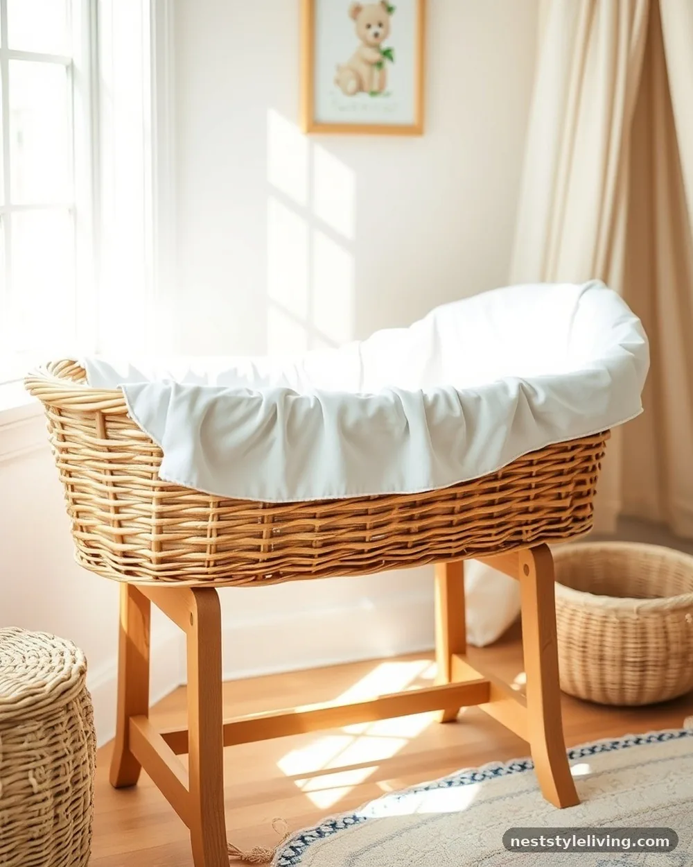 Wicker Moses Basket - 24 French Inspired Nursery Ideas With Timeless Charm