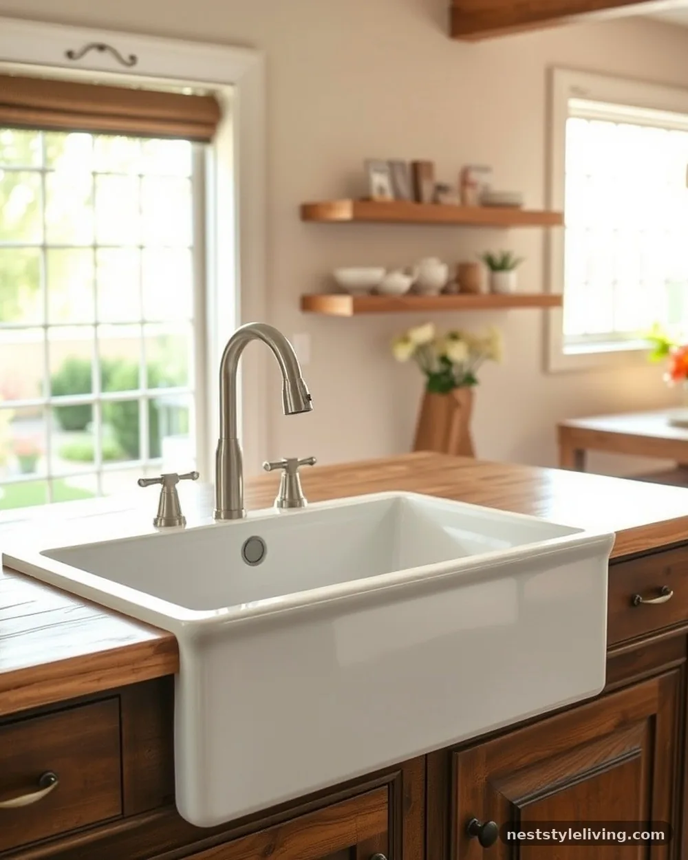 Apron-Front Fireclay Sinks - 21 Rustic Farmhouse Kitchen Ideas Full of Cozy Charm