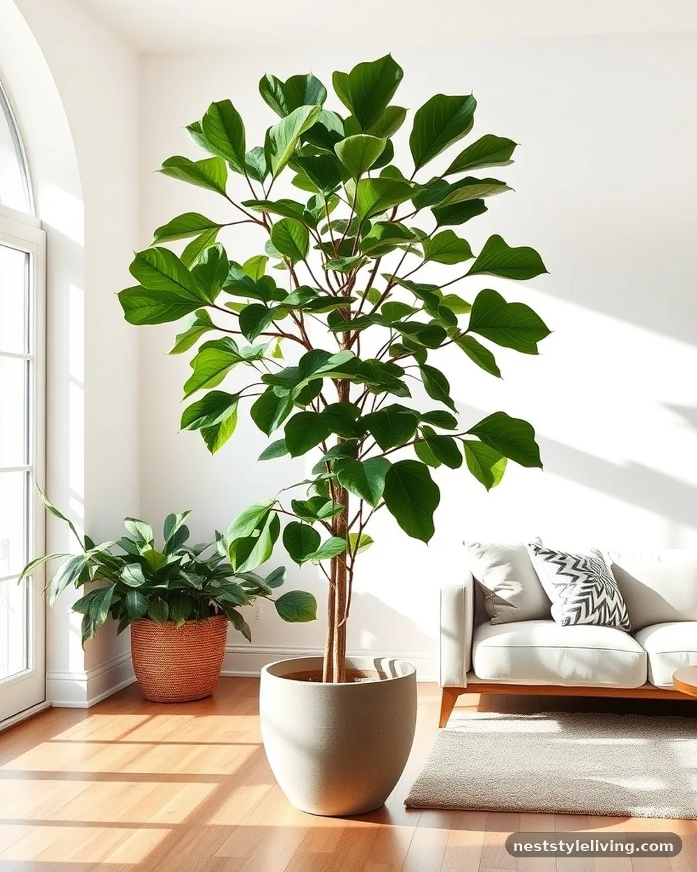 Floor-to-Ceiling Fiddle Leaf Fig Statement - 12 Rooms With Plants Ideas for a Fresh Natural Look