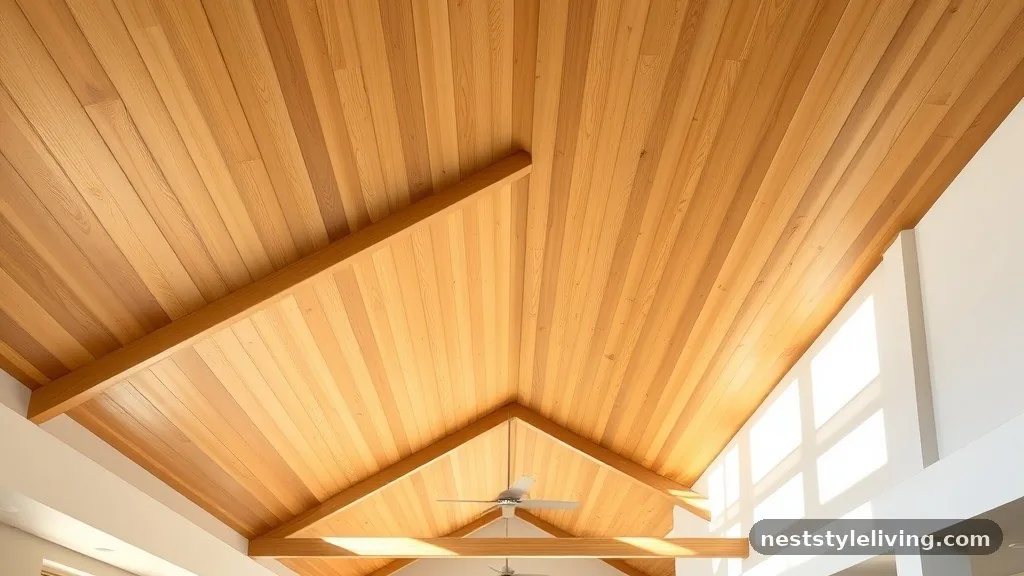 Geometric Wood Slat Installations - 14 Modern Ceiling Designs That Transform Any Room