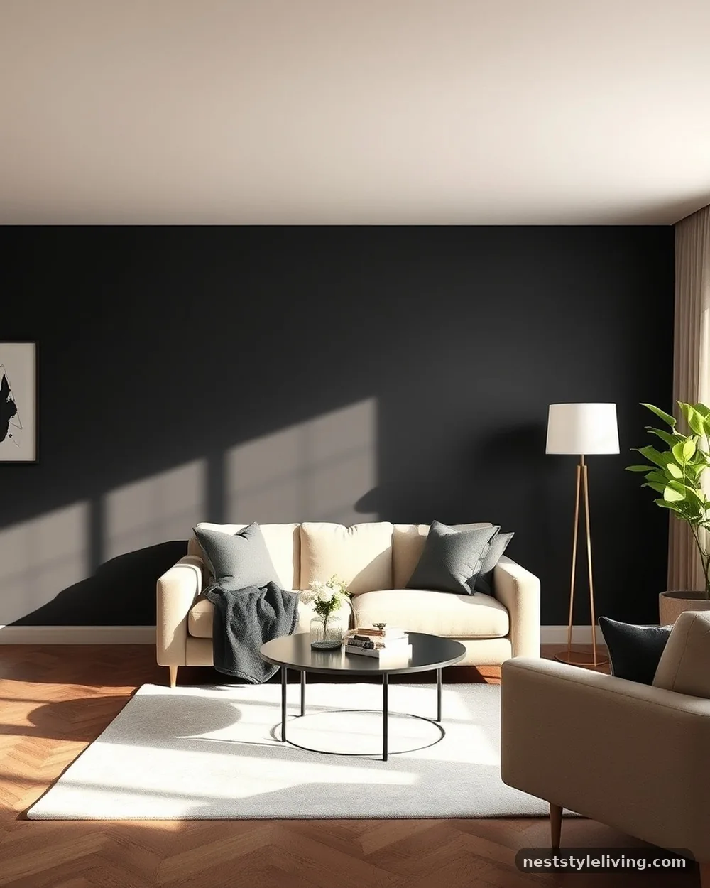 Matte Black Accent Walls - 17 Moody Living Room Ideas for a Warm Cozy Space