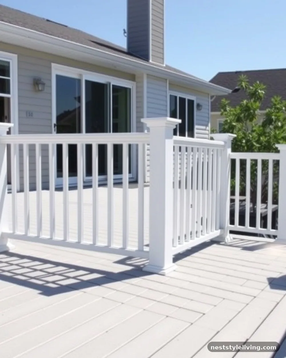 Monochromatic Composite Railing - 24 Deck Ideas to Create a Beautiful Intentional Space