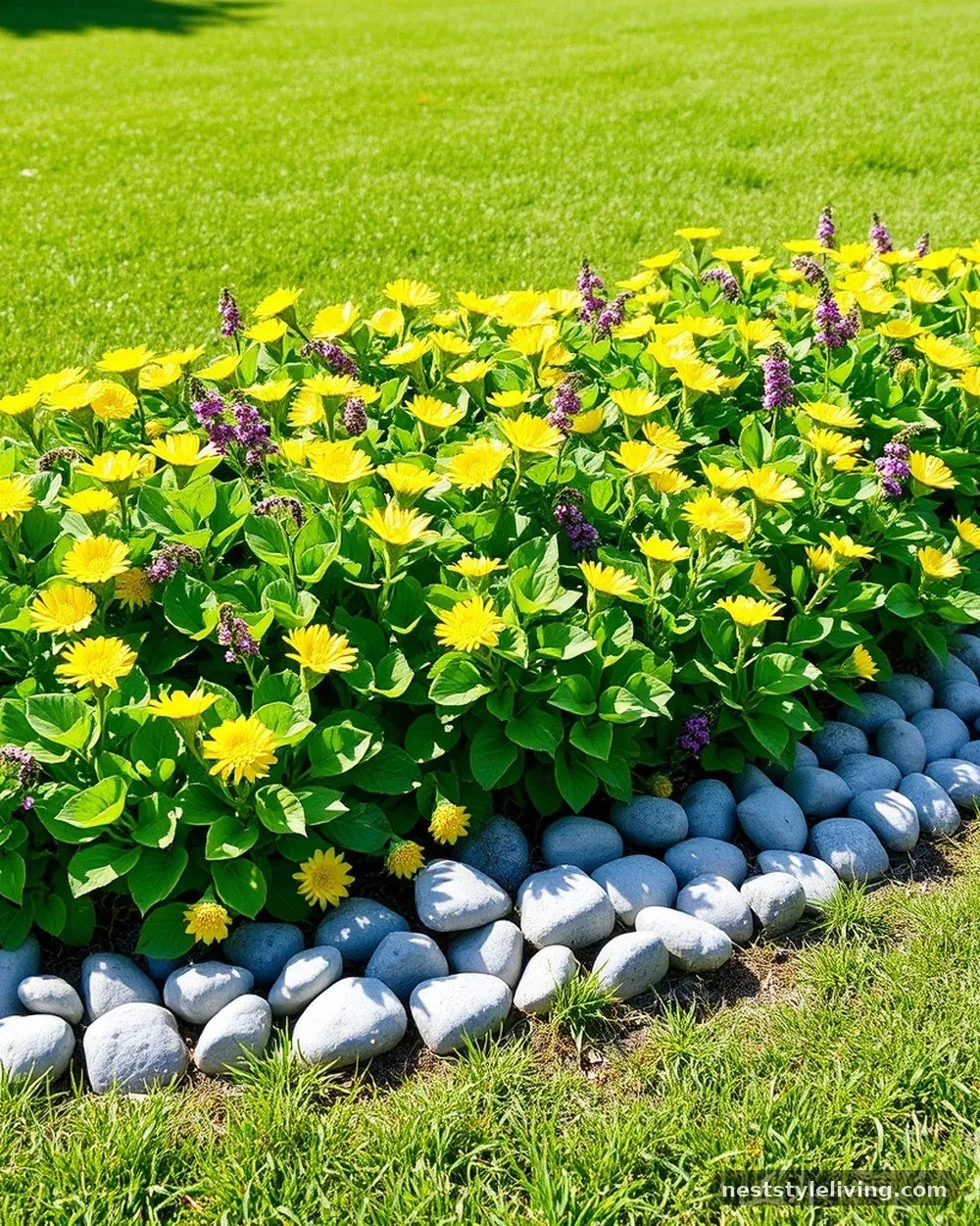 Monochromatic Garden Bed Borders - 16 River Rock Landscaping Ideas for a Polished Yard