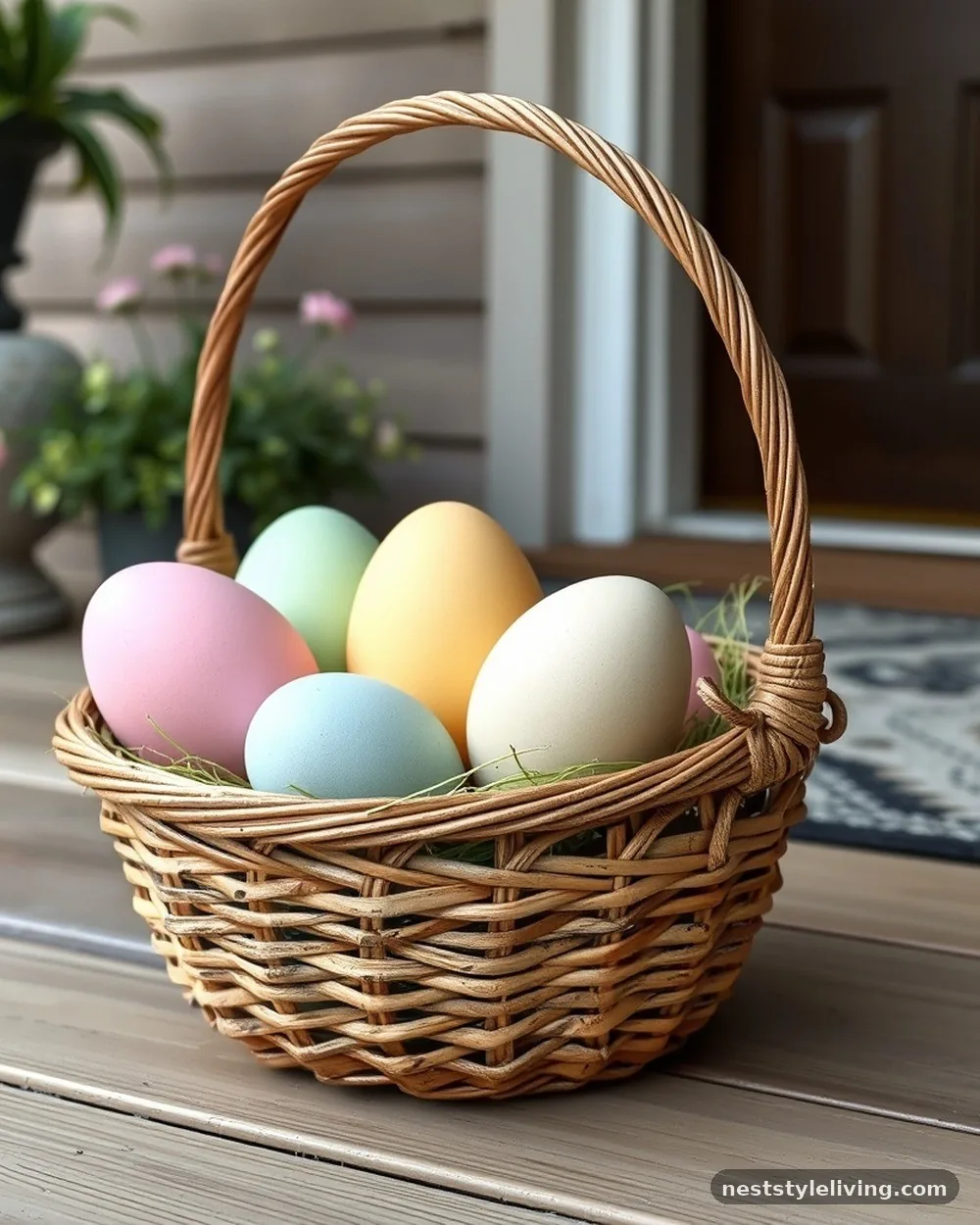 Oversized Faux Easter Eggs - 22 Easter Front Porch Ideas for a Fresh Spring Welcome