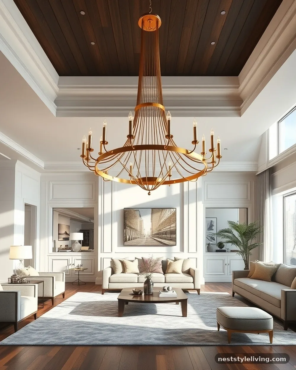 Oversized Statement Lighting - 20 Luxury Living Room Ideas That Look Designer Approved